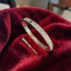 B-128-W (15) Pave 2.87 Cts Round Brilliant F/VS1 Diamonds Unisex Love Screw Bracelet In 14K Gold