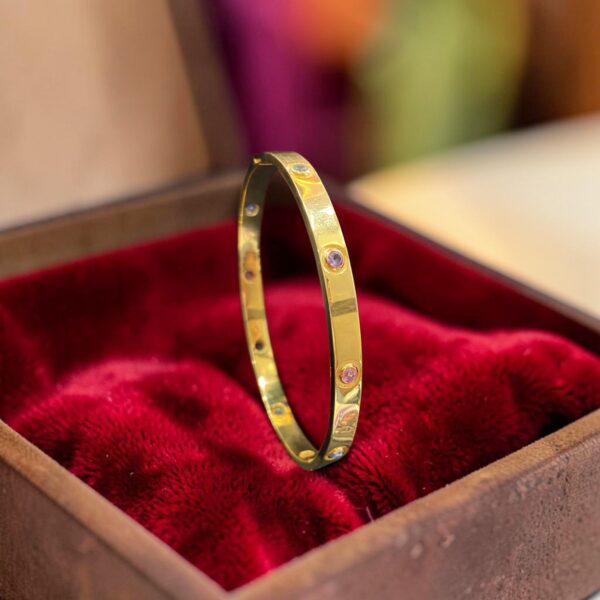 Stunning 1.60 Cts Natural Multi-Stone Rainbow Bracelet In 18K Yellow Gold Unisex