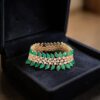 1.96 Cts Round Brilliant F/VS1 Diamonds Emerald Tennis Bracelet In 14K Rose Gold