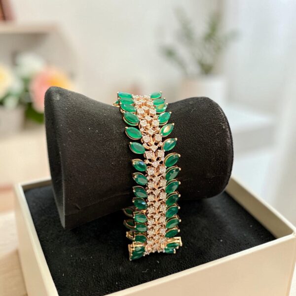 1.96 Cts Round Brilliant F/VS1 Diamonds Emerald Tennis Bracelet In 14K Rose Gold