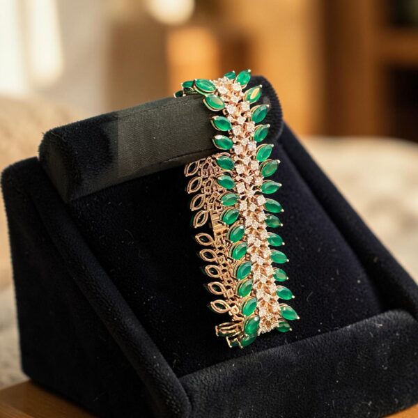 1.96 Cts Round Brilliant F/VS1 Diamonds Emerald Tennis Bracelet In 14K Rose Gold