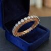 3.90 Cts Round Brilliant F/VS1 Diamonds Cluster Filigree Bracelet in 14K Rose Gold