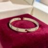 B-138 (16) 1.10 Cts Natural Rainbow Gemstone Unisex Love Double Screw Bracelet in 14K White Gold