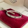 B-138 (17) 1.10 Cts Natural Rainbow Gemstone Unisex Love Double Screw Bracelet in 14K White Gold