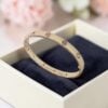 B-138 (19) 1.10 Cts Natural Rainbow Gemstone Unisex Love Double Screw Bracelet in 14K White Gold
