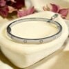 Stunning Unisex Thin Love Screw Bracelet in 14K White Gold