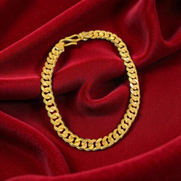 B-405 (19) Stunning Men's Dubai Cuban Link Chain Bracelet In Hallmark 22K Yellow Gold