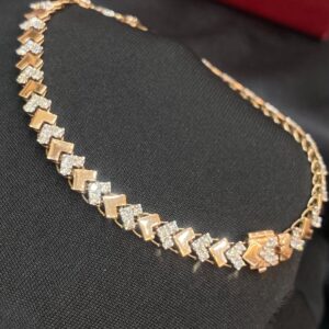 B-412 (1) Hallmark 14K Rose Gold 1.43 Carats Round Brilliant Diamonds Link Tennis Bracelet