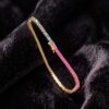 Beautiful 5.90 Cts Natural Sapphires Ruby Unisex Tennis Bracelet 18K Yellow Gold