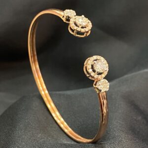 B-429 (1) Pave 1.40 Ct Round Brilliant Cut Natural Diamonds Cuff Bracelet In 14K Rose Gold
