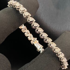 B-438 (1) Classy 1.40 Cts F/VS1 Pear Shape Natural Diamonds Tennis Bracelet 14K White Gold
