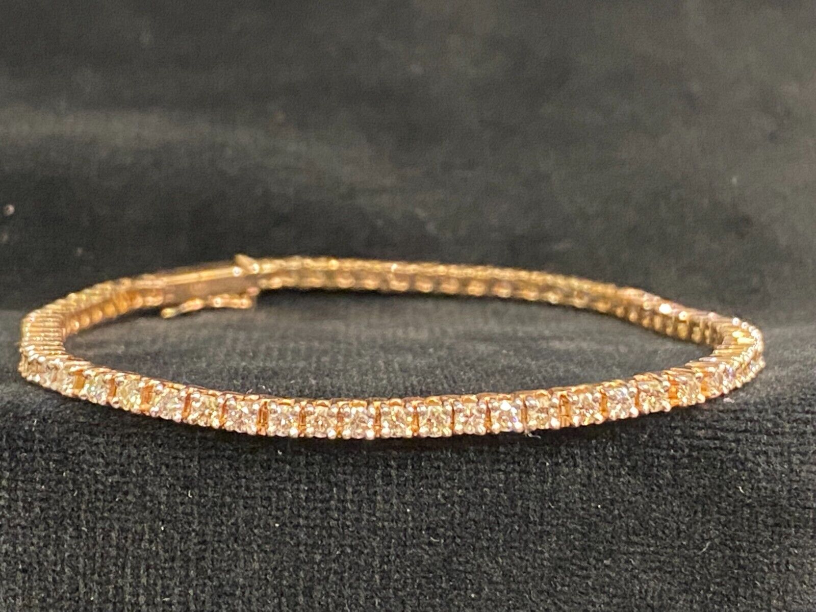 Bracelet Tennis En Or Rose 14K Avec Diamants Naturels - 2,50 Cts - Couleur G - Taille Personnalisable - Neuf Avec Étiquettes