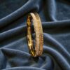 Exquisite Dubai Handmade Bangle Bracelet In Hallmark 22K Fine Two-Tone Gold