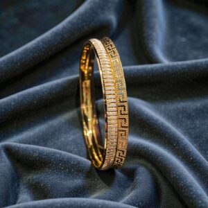 B-541 (23) Exquisite Dubai Handmade Bangle Bracelet In Hallmark 22K Fine Two-Tone Gold