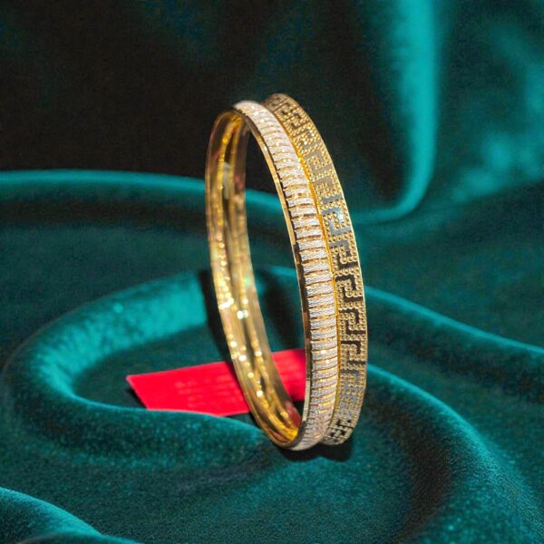 Exquisite Dubai Handmade Bangle Bracelet In Hallmark 22K Fine Two-Tone Gold