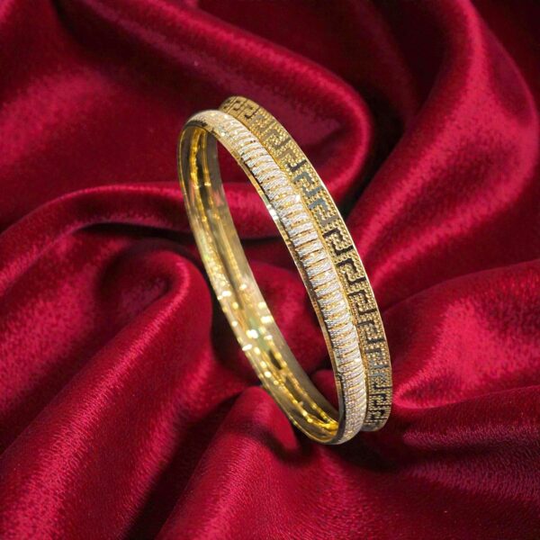 Exquisite Dubai Handmade Bangle Bracelet In Hallmark 22K Fine Two-Tone Gold