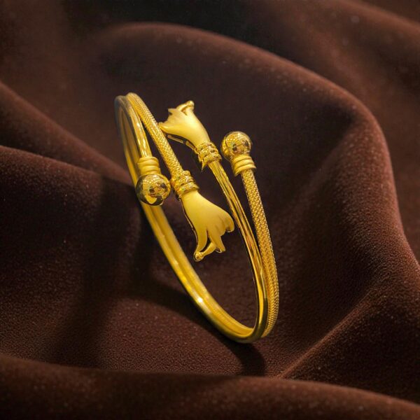 B-551 (20) Classic Dubai Handmade Hand Design Bangle Bracelet 916 Hallmark 22K Yellow Gold