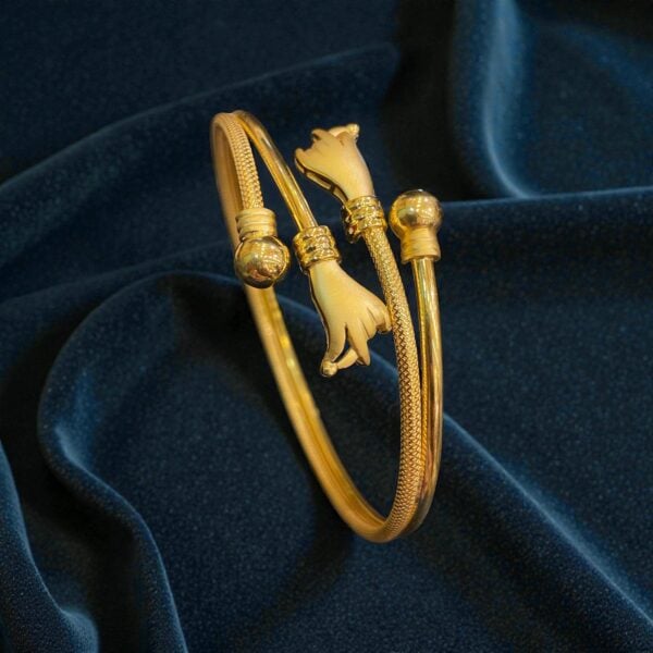 B-551 (22) Classic Dubai Handmade Hand Design Bangle Bracelet 916 Hallmark 22K Yellow Gold