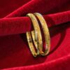 B-555 (19) Exquisite Dubai Handmade Laser-Cut Bangle Set in Hallmark 22K Yellow Gold