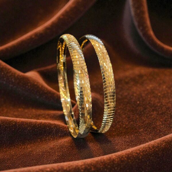 B-555 (20) Exquisite Dubai Handmade Laser-Cut Bangle Set in Hallmark 22K Yellow Gold