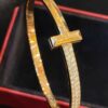 Stunning 2.98 Cts Round Brilliant Cut Diamonds T1 Wide Hinged Bracelet In 18K Gold