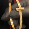 Stunning 2.98 Cts Round Brilliant Cut Diamonds T1 Wide Hinged Bracelet In 18K Gold