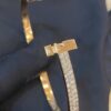 Stunning 2.98 Cts Round Brilliant Cut Diamonds T1 Wide Hinged Bracelet In 18K Gold