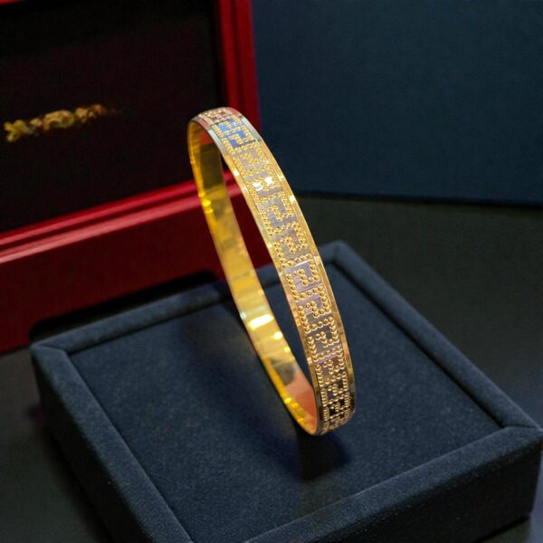 B-558 (17) Stunning Dubai Handmade Women Bangle In Certified 22Karat Yellow Gold
