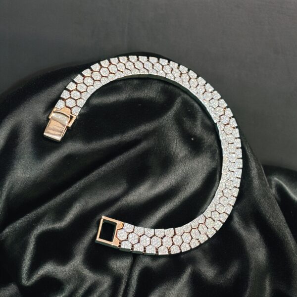 B-571 (19) 2.63 Cts Round Brilliant Cut Natural Diamonds Men's Tennis Bracelet 14K Rose Gold