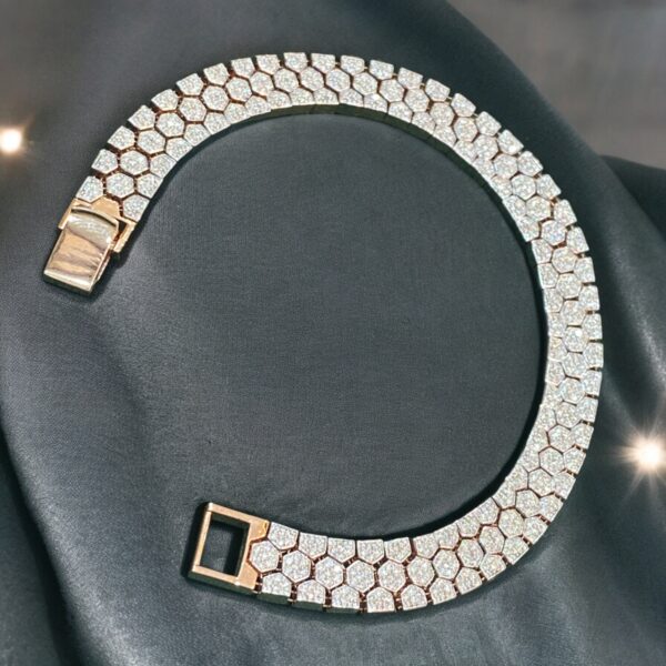B-571 (22) 2.63 Cts Round Brilliant Cut Natural Diamonds Men's Tennis Bracelet 14K Rose Gold