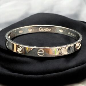 B-573 (17) Classy 0.42 Cts Round Brilliant Cut Diamonds Love Screw Unisex Bracelet 18K Gold