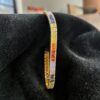 B-593 (27) Pave 19.10 Cts Round Brilliant F/VS1 Diamonds Sapphire Rainbow Bracelet 14K Gold