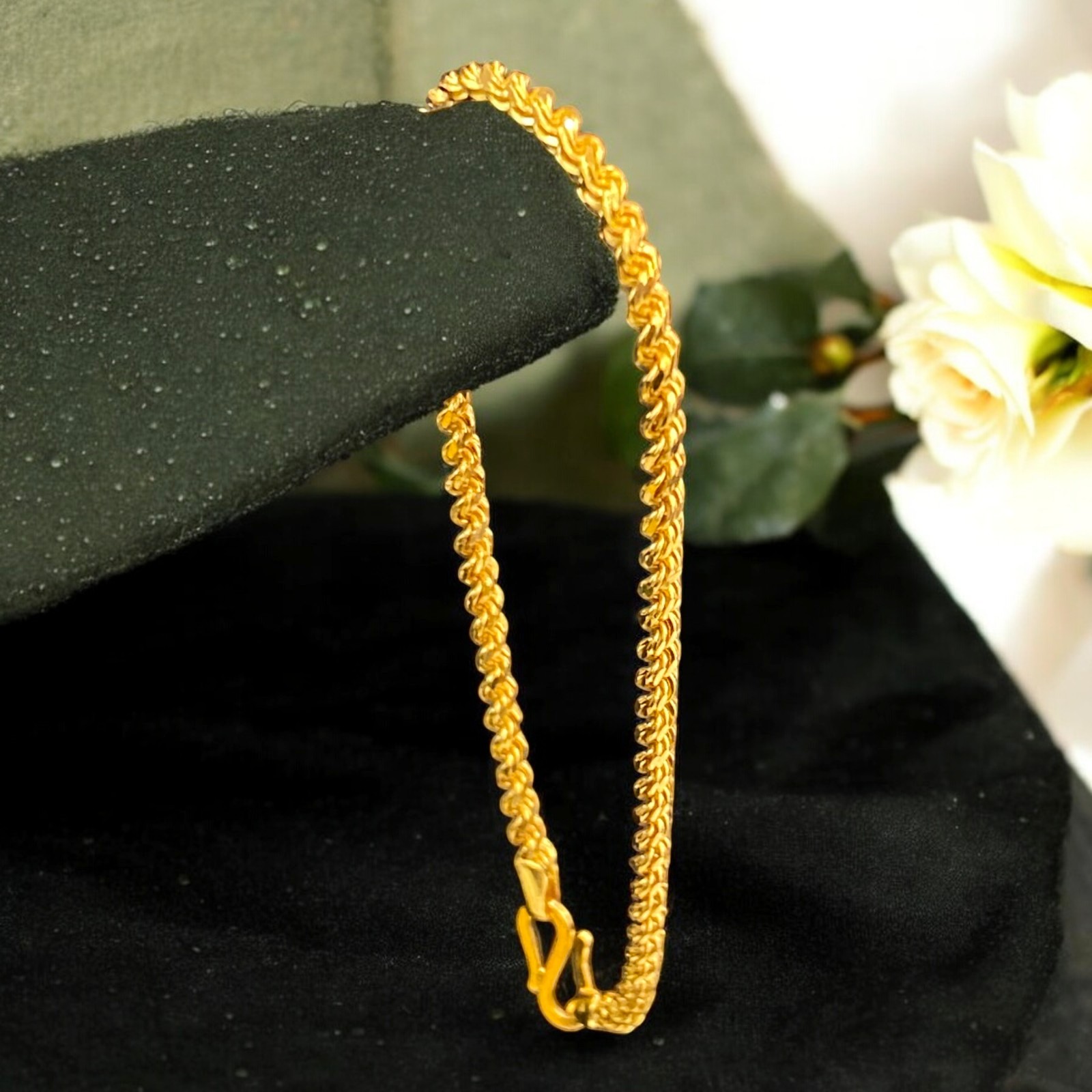 Bracelet Tennis Homme 22K Or Jaune - 6mm - 22g - Longueur 7,25 Pouces - Style Dubaï Classy - Neuf Avec Étiq.