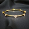 B-606 (32) Pave 1.51 Cts F/VS1 Round Brilliant Cut Natural Diamonds Bangle 18K Yellow Gold