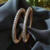 Beautiful 3.80 Cts Round Brilliant Cut Diamonds Eternity Bangles In 14K Rose Gold