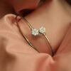B-616 (17) 0.56 Cts F/VS1 Round Brilliant Cut Natural Diamonds Cuff Bracelet 14K Rose Gold