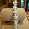 Pave 3.98 Cts Round Brilliant F/VS1 Diamonds Halo Tennis Bracelet 14K Rose Gold