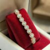 Pave 3.98 Cts Round Brilliant F/VS1 Diamonds Halo Tennis Bracelet 14K Rose Gold