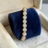 Pave 3.98 Cts Round Brilliant F/VS1 Diamonds Halo Tennis Bracelet 14K Rose Gold