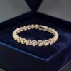 Pave 3.98 Cts Round Brilliant F/VS1 Diamonds Halo Tennis Bracelet 14K White Gold