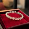 Pave 3.98 Cts Round Brilliant F/VS1 Diamonds Halo Tennis Bracelet 14K White Gold