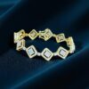 Pave 4.10 Cts Round Baguette Shape Diamonds Tennis Bracelet Fine 14K Yellow Gold