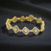 Pave 4.10 Cts Round Baguette Shape Diamonds Tennis Bracelet Fine 14K Yellow Gold
