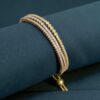 B-622 (17) Stunning 2.60 Cts F/VS1 Round Brilliant Cut Diamonds Three-Row Bracelet 14K Gold