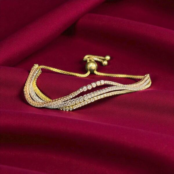B-622 (27) Stunning 2.60 Cts F/VS1 Round Brilliant Cut Diamonds Three-Row Bracelet 14K Gold