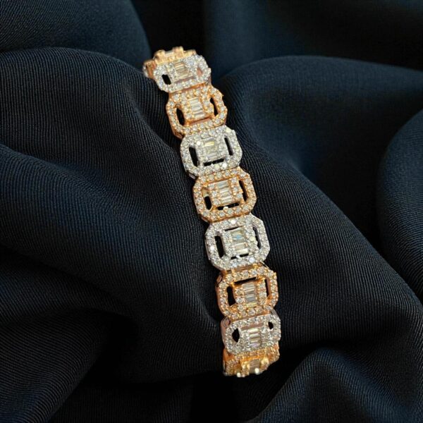 B-623 (20) Classy 7.41 Cts Round Baguette Shape Natural Diamonds Tennis Bracelet 14K Gold