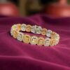B-623 (26) Classy 7.41 Cts Round Baguette Shape Natural Diamonds Tennis Bracelet 14K Gold