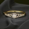 Pave 1.50 Cts F/VS1 Round Brilliant Cut Diamonds Statement Bracelet In 14K Gold