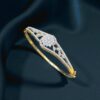 Pave 1.50 Cts F/VS1 Round Brilliant Cut Diamonds Statement Bracelet In 14K Gold