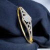 Pave 1.50 Cts F/VS1 Round Brilliant Cut Diamonds Statement Bracelet In 14K Gold